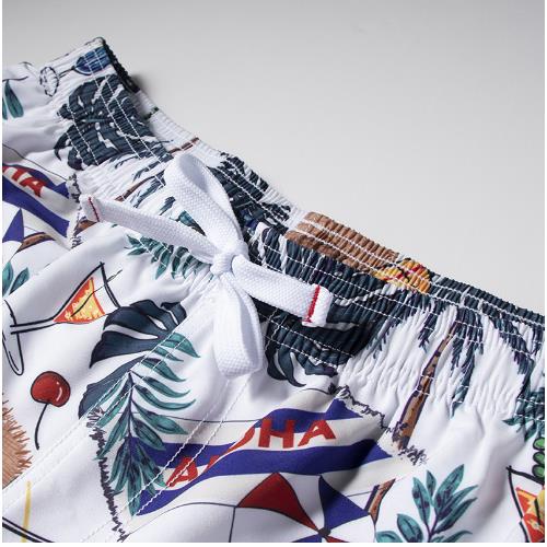 Men's Quick-Drying Drawstring Swim Trunks: Palm Tree Comics Style for Summer Beach Pool Fun