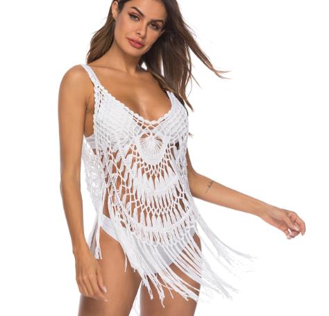 WOLFF | Chic Strand Crochet Fransen Badeanzug Cover-up