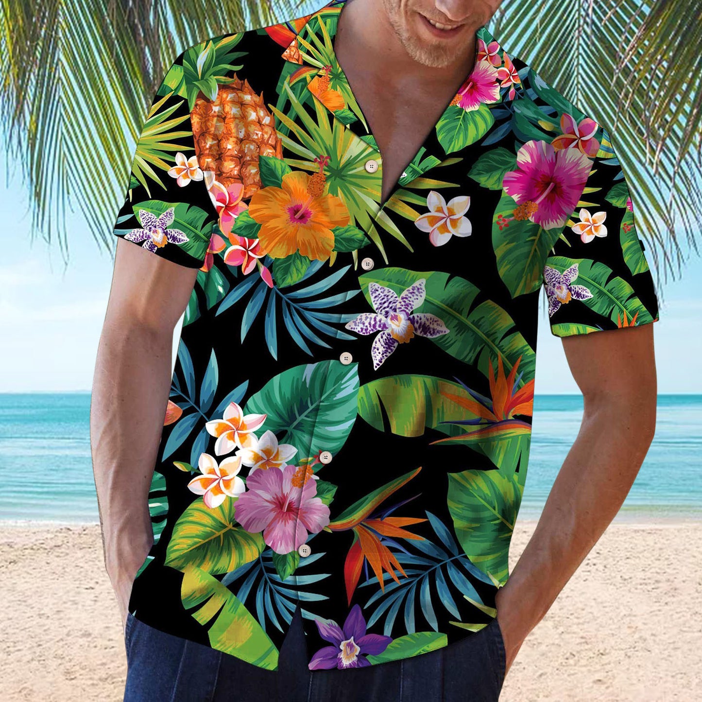 Hawaiian Fashion Beach Casual Cotton Men's Shirt