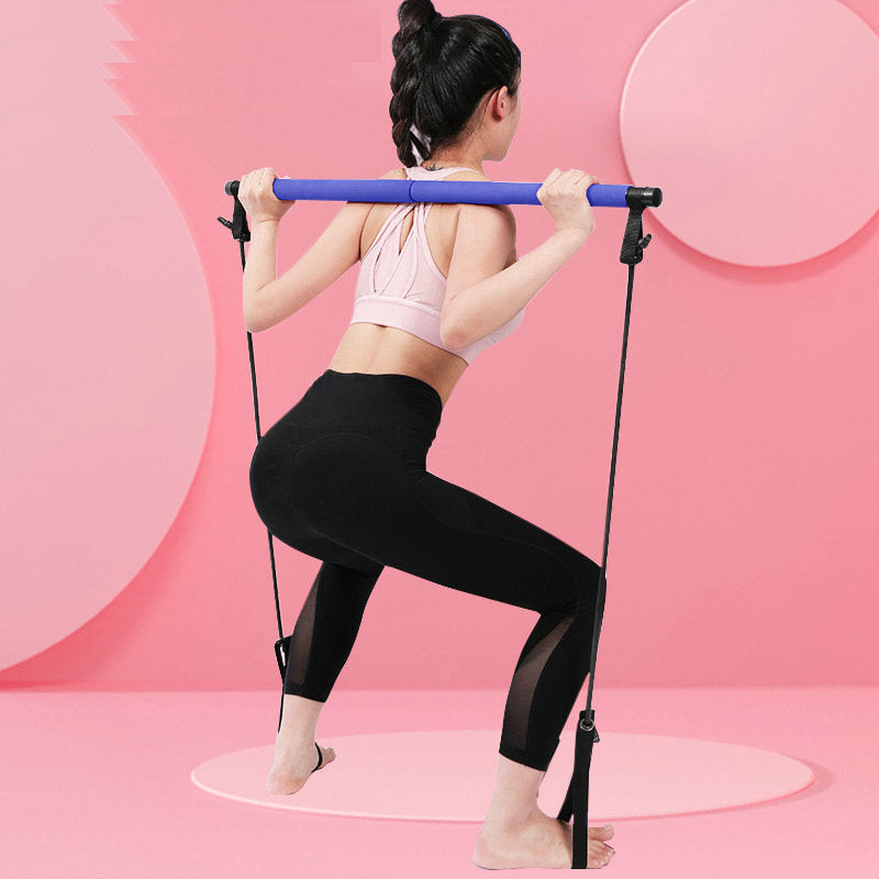 Multi-Functional Pilates Bar Stretched Resistance Bands